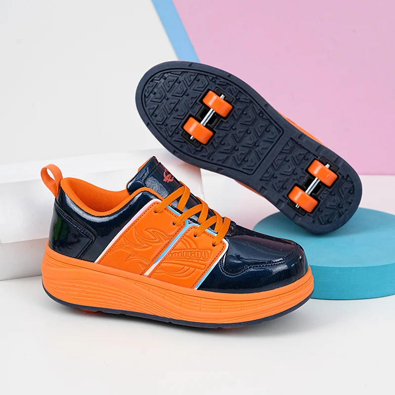 

New Spring & Autumn 2025 Girls' Wheel Shoes: Rotating Buckle Light-Up Sneakers, Older Kids' Roller Skates