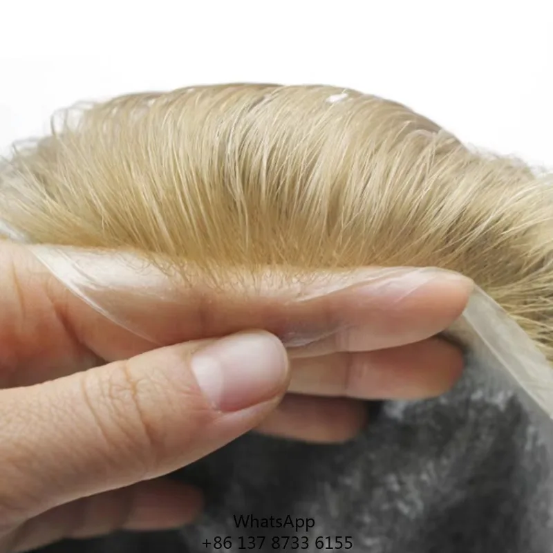 

Newtimes Hair Wholesale OEM Ultra Thin Clear Skin PU 0.03mm V Loop 100% Human Hair Toupee Hair Stock