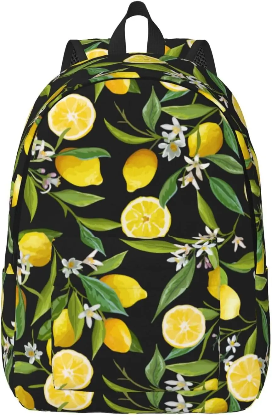 Cool Lemon Fruit Flower School Backpack for Girls Boys Women Lightweight Canvas Bookbag Casual Laptop Daypack for Travel