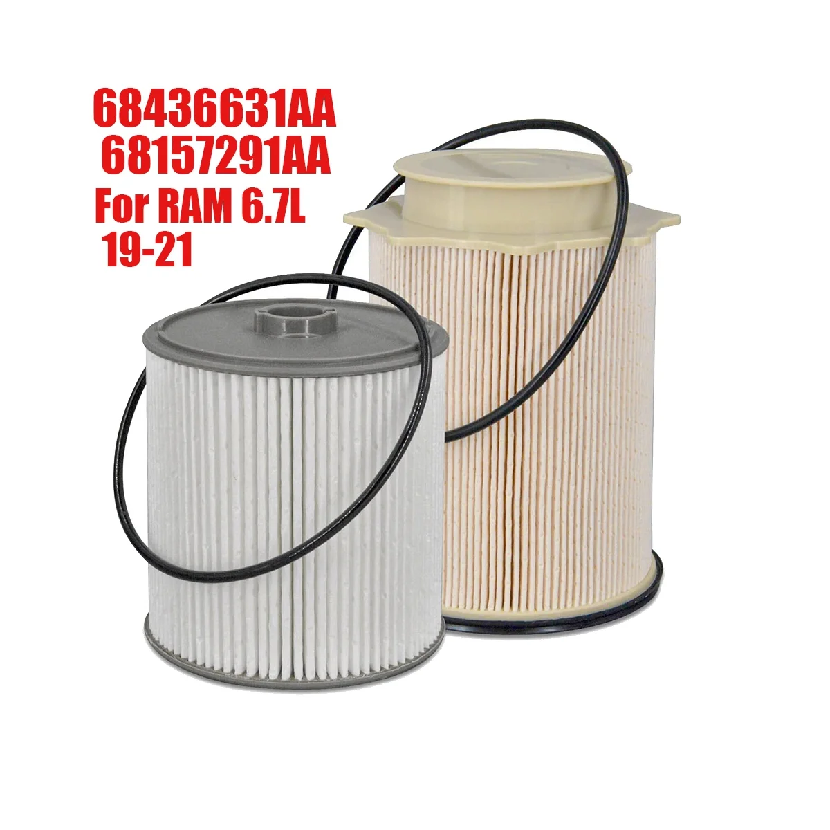 2Pcs Fits for 2019-2021 Ram 2500 3500 4500 6.7L Diesel Fuel Filter Kit 68436631AA 68157291AA