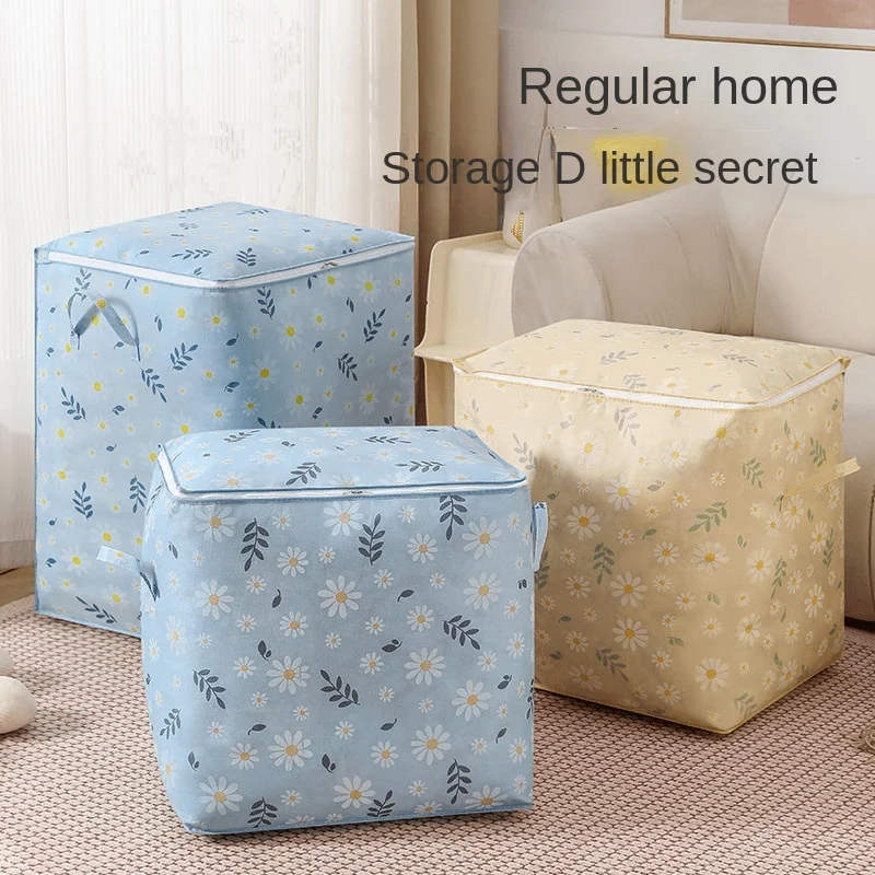 Large Capacity Quilt Clothes Storage Bag Soild Moisture-proof Closet Wardrobe Organizer Duven Blanket Clothing Storage Box