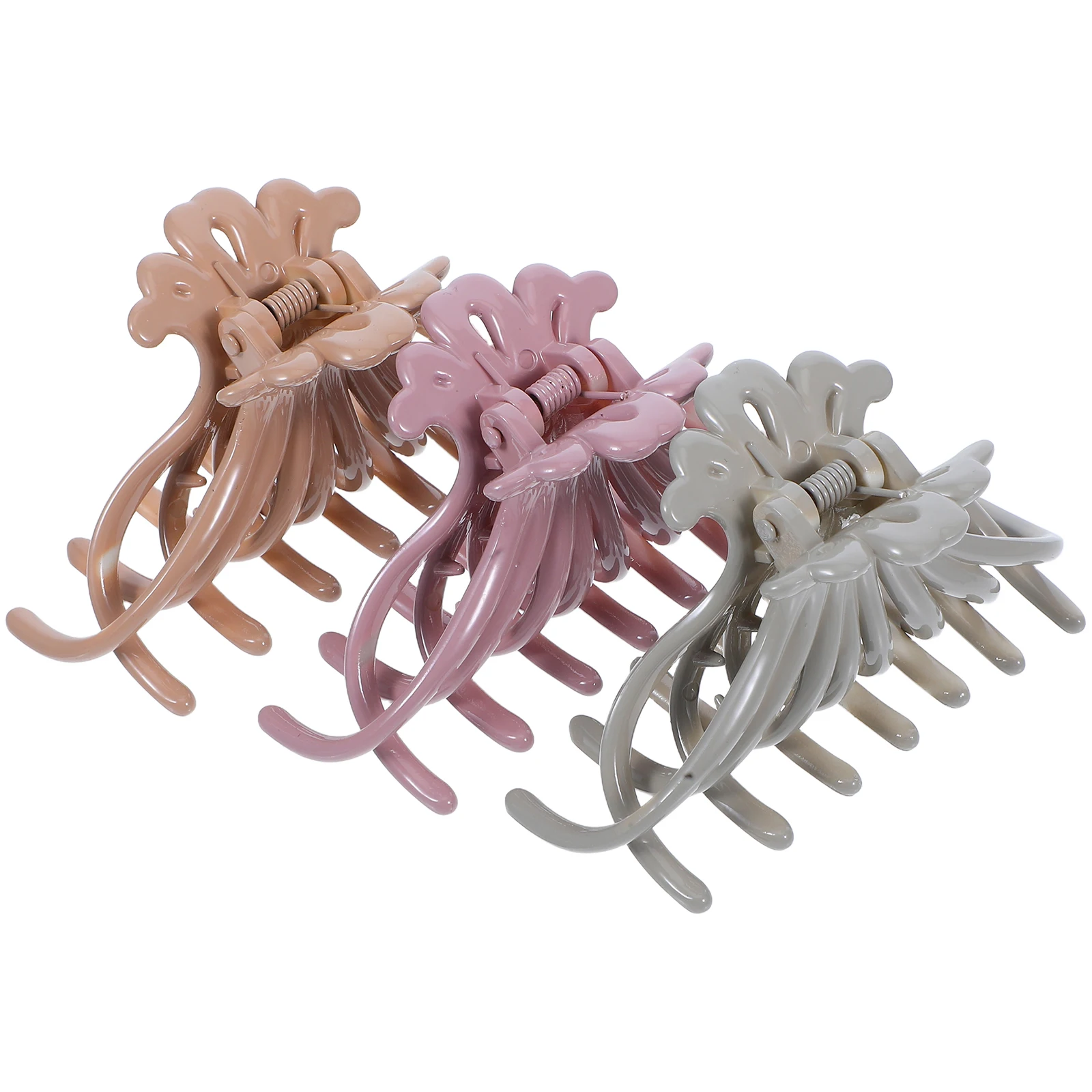

3Pcs Finest Craft Plastic ABS Hair Claw Simple Design Non-Slip Jaw Clip Creative Headdress for Women Girls Beige Khaki Pink