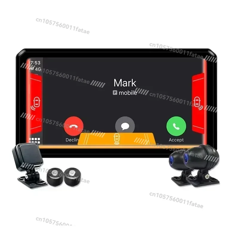 

Motorcycle Dual Recording Dash Cam Navigation CarPlay Android Auto 6.5 Inch Touch Screen BSD