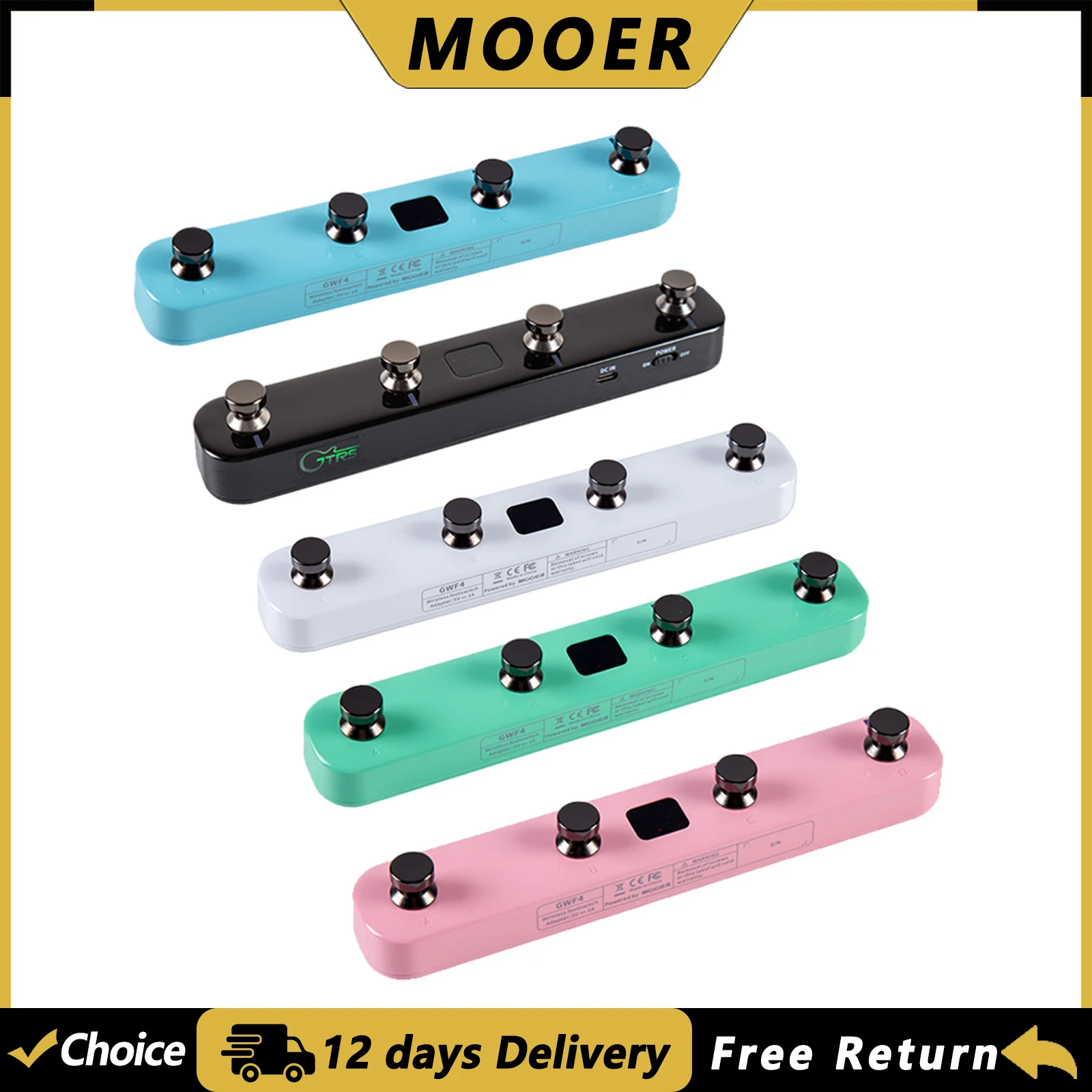 

MOOER GWF4 Footswitch, беспроводной переключатель, педаль-контроллер для Prime P1, умная гитарная педаль эффектов и электрогитара Gtrs
