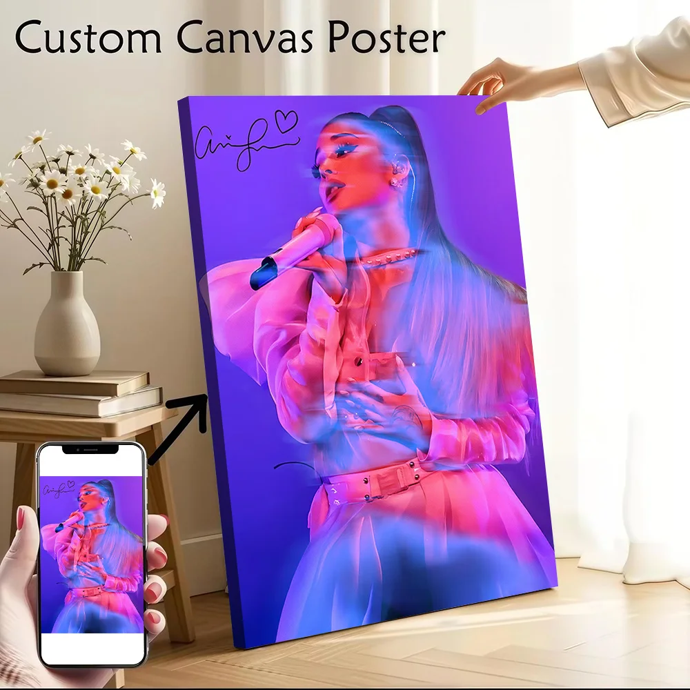 Ariana Grande Performing With Signature Canvas Wall Arts Poster Customizable Pictures Printing for Room Personalized Painting