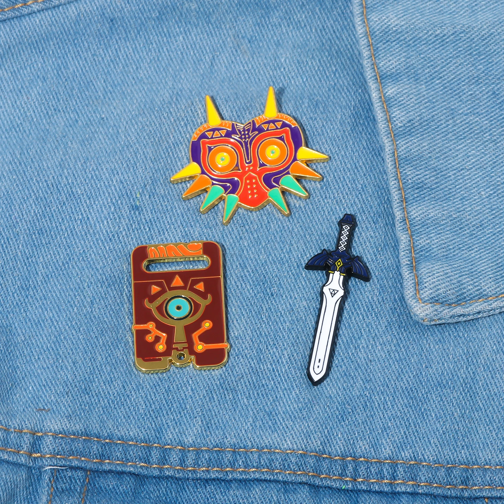 7 قطعة Zeldas Sheikah لائحة Hylian درع دبابيس بروش ماجورا قناع ماستر السيف شارة دبابيس التلبيب دبوس الجينز حقيبة قميص مجوهرات #5