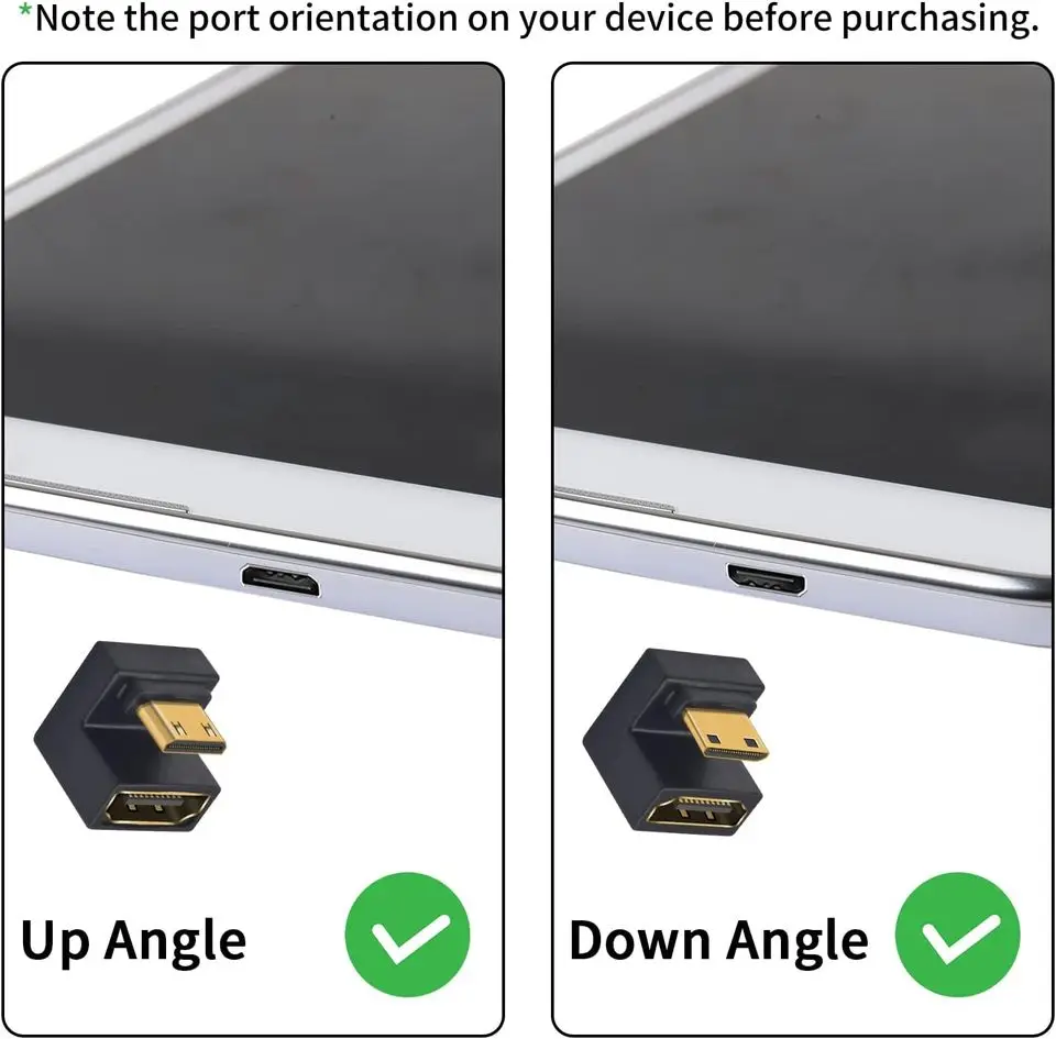 Adaptador convertidor extensor de mini-hd a HD, 8K, ángulo hacia arriba y hacia abajo, 180 grados, forma de U, para Monitor, HDTV, tableta, videocámara, portátil