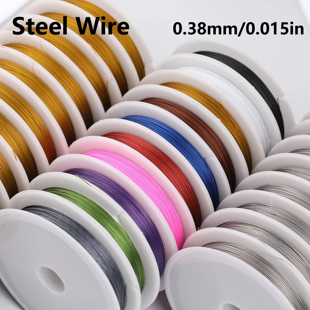 2 Rolls Gold Silver Stainless Steel Wire 0.38mm Beading Wire For DIY Bracelet Decor Pen Craft Supplies