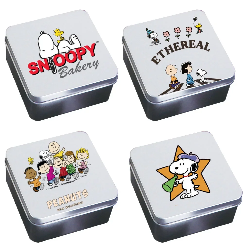 Cartoon Snoopy Pill Box Exquisite Compact Jewelry Hairpin Headgear Candy Salt Storage Iron Anime Student Travel Birthday Gift