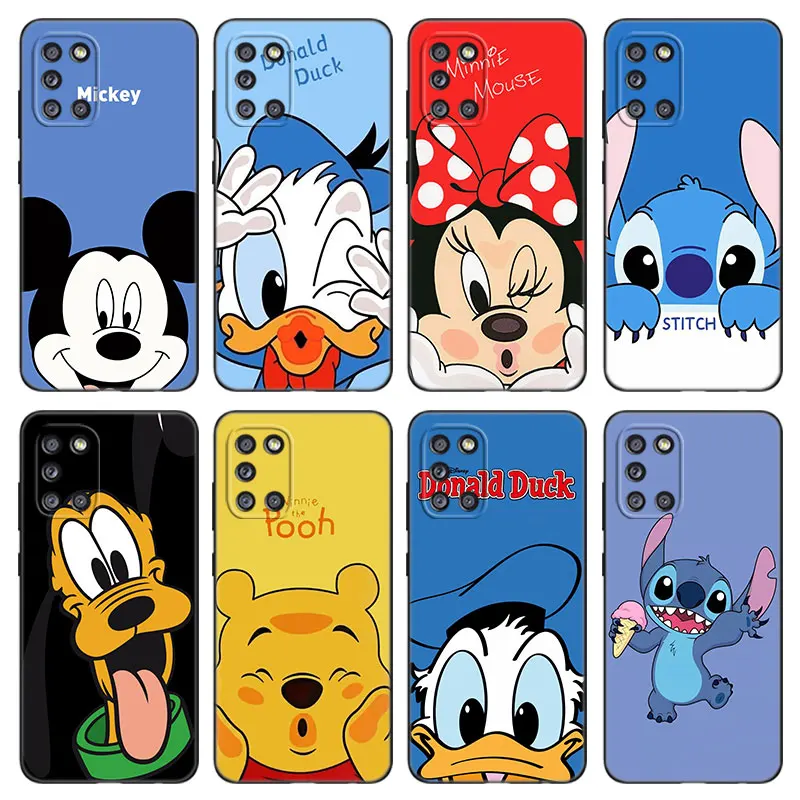 Kawaii Cute Disney Faces Phone Case For Samsung Galaxy A01 A03 Core A04 E A02 A05 A10 A20 A21 A30 A50 S A6 A8 + A7 Black Cover