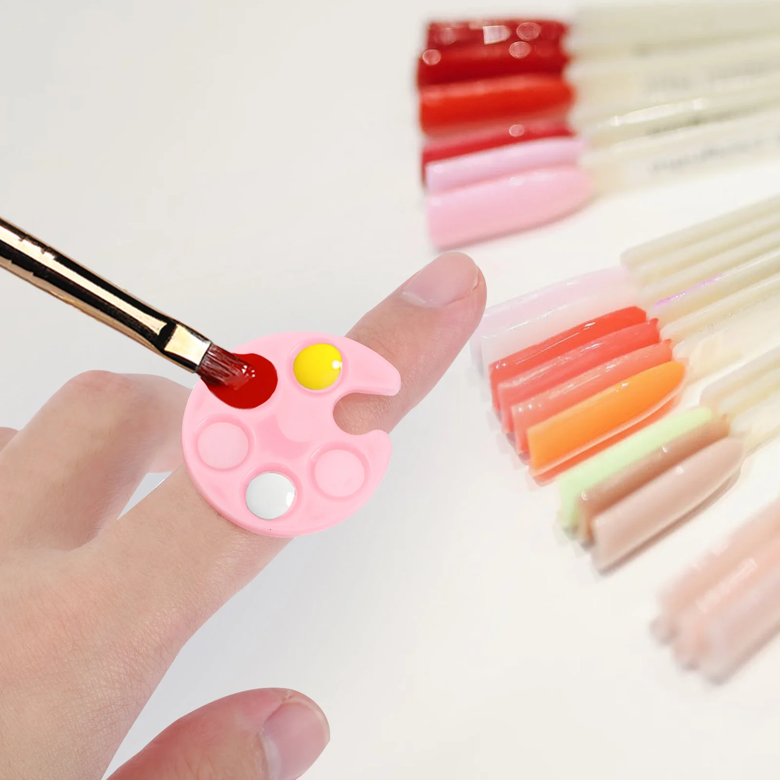 

20pcs Mini Cartoon Manicure Rings Color Mixing For Nail Art Tools Manicure Store Supplies Coloring Display Durable High