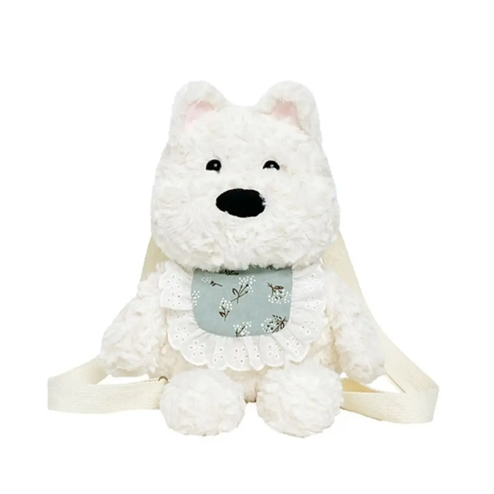 PP Cotton Westie Dog Plush Backpack Collection Shoulder Bag Plushie Doll Fur Bag Portable Large Capacity
