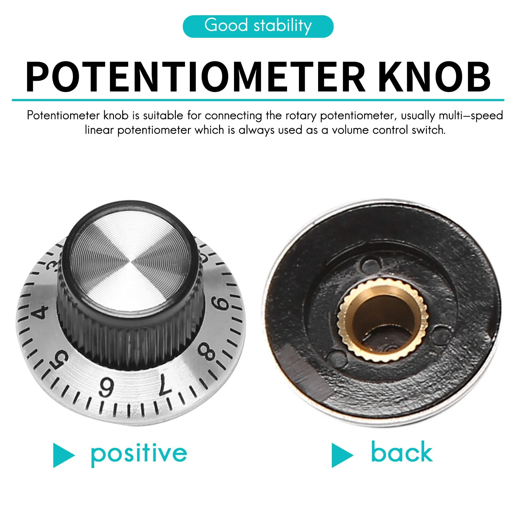 4 x potensiometer Pot metal knob dengan 0-9 turntable untuk 6mm shaft knob