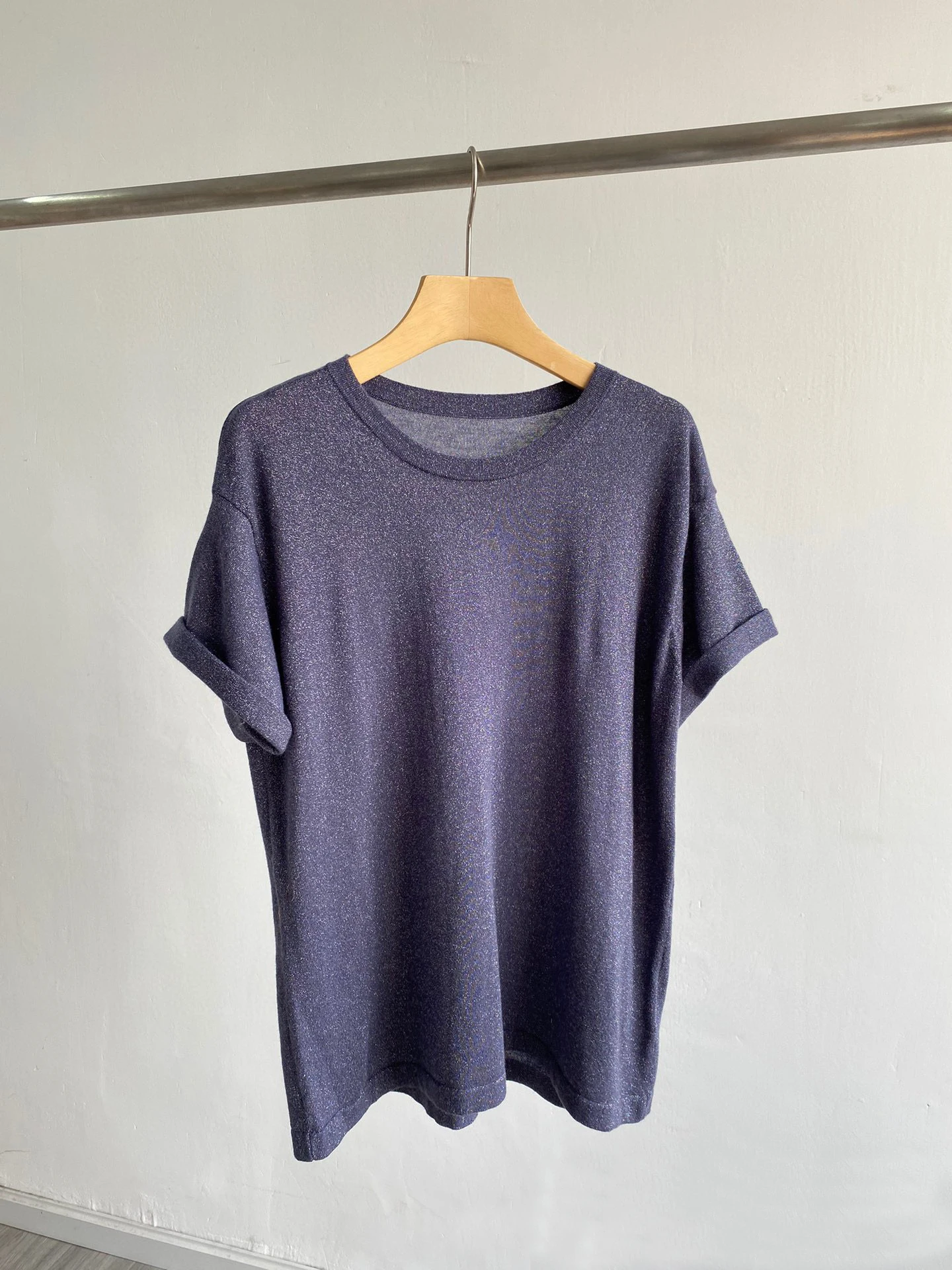 

Bc* New Spring And Summer Silk Cashmere Round Neck Thin Solid Color Loose Knitwear Short-sleeved Loose Lazy Style T-shirt