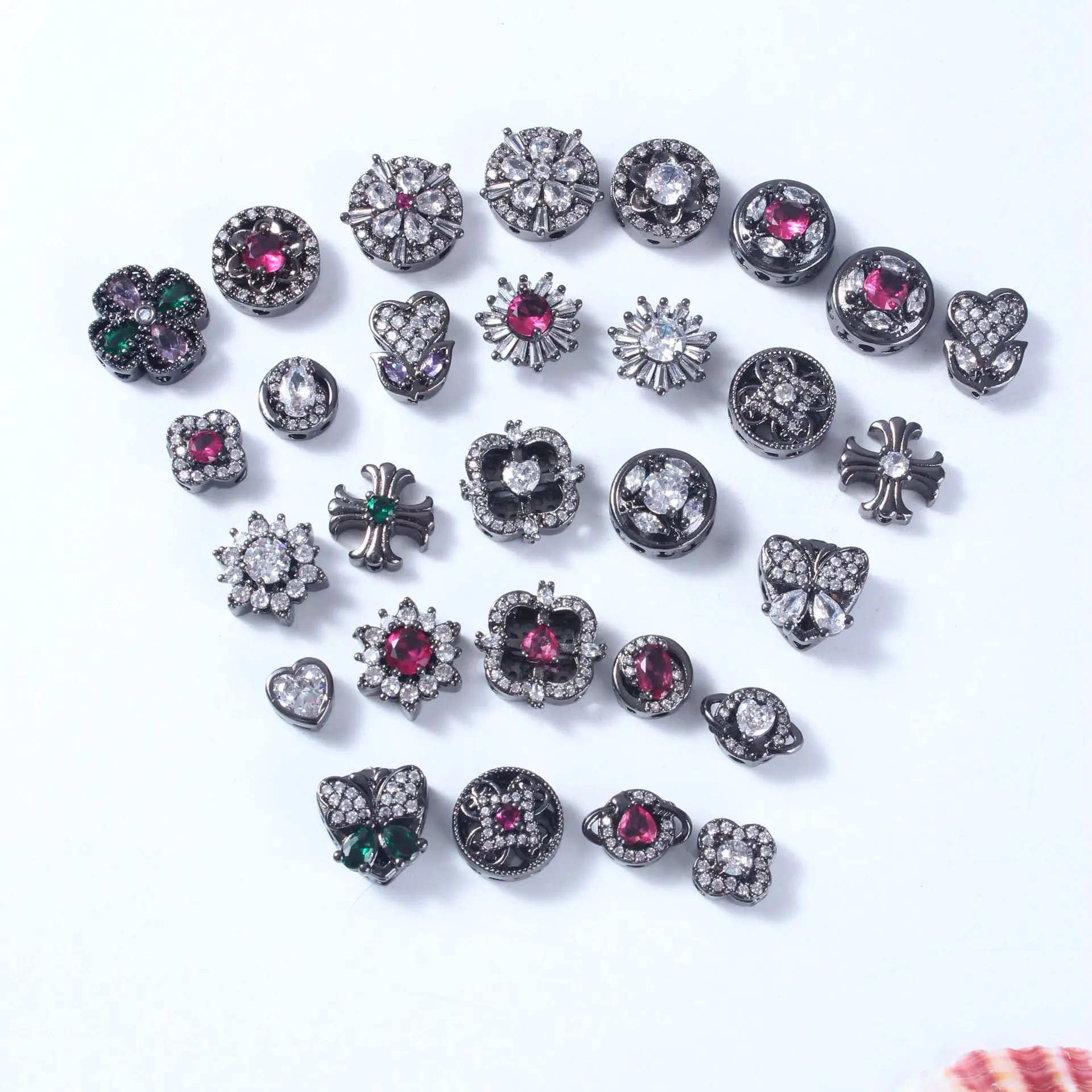 10 Piece Copper Plated Gun Black Multi-pass Hollow Zirconium Bead Accessorie DIY Handmade Bracelet Necklace Jewelry Making Beads