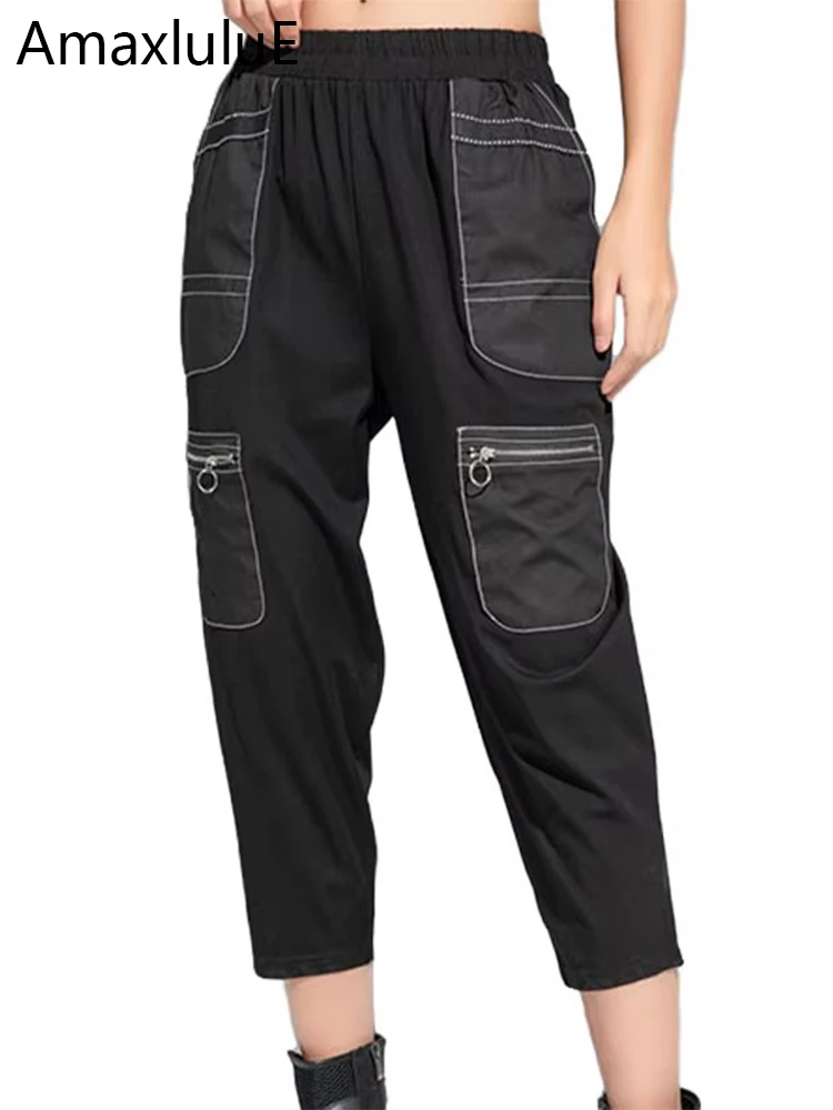 

Amax luluE Summer Zipper Punk Ladies Gothic Harem Pants Fashion Vintage Casual Cotton Trousers Classic Womens Harajuku Pantalons