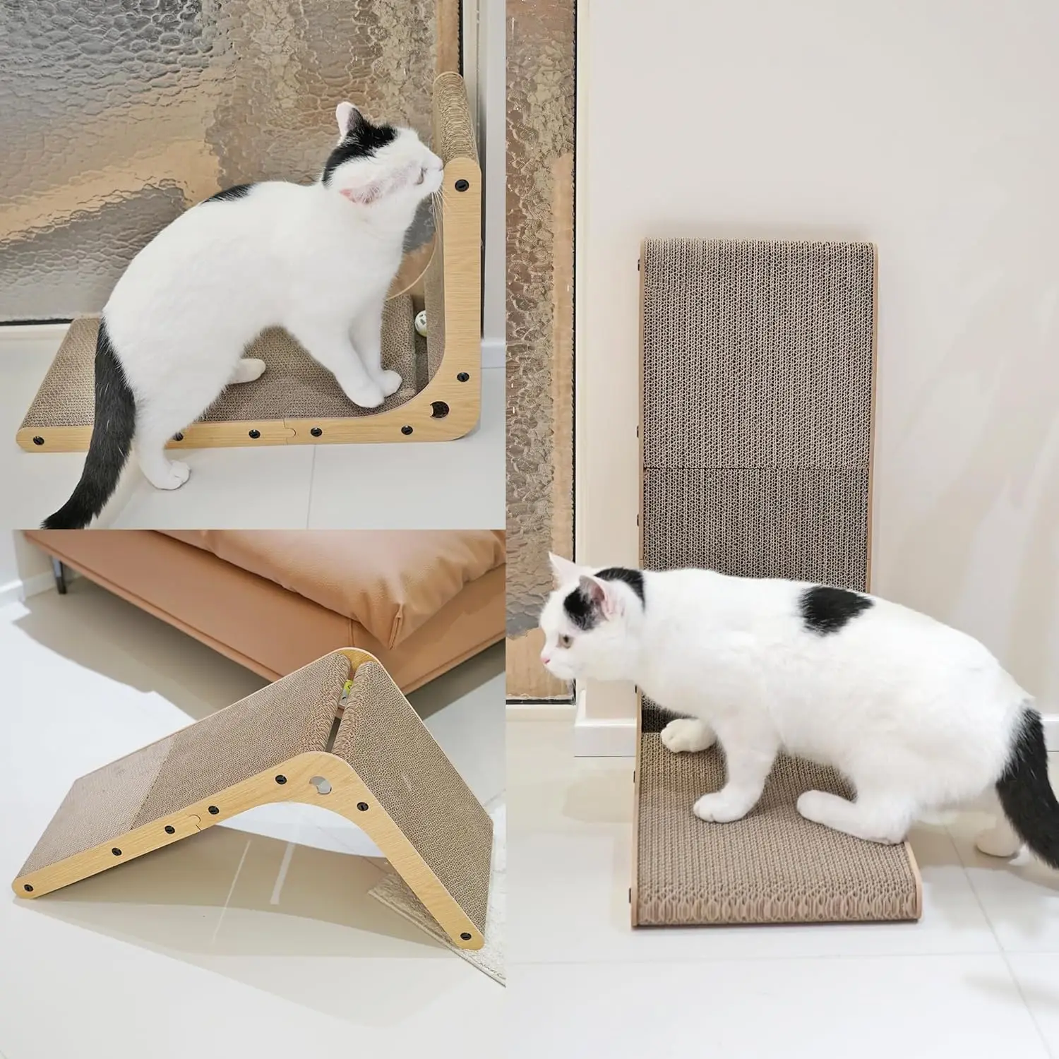 L Shape Cat Scratcher, 23.6 Inch Cat Scratchers for Indoor Cats, Protecting Furniture Cat Scratch Pad, Cardboard Cat Scratching