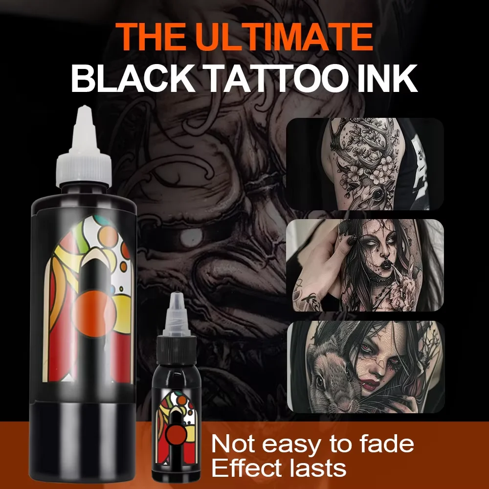 JC 1oz/8oz الأسود الوشم الحبر الصباغ هيئة الفن الوشم أطقم المهنية الجمال الدهانات ماكياج الوشم لوازم شبه دائمة