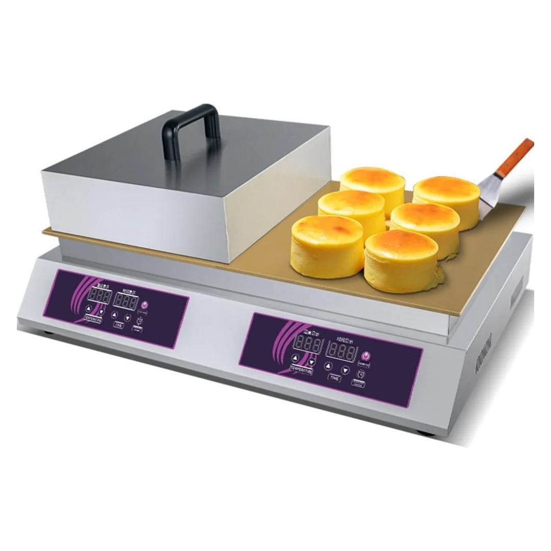 Commercial Souffle Machine Electric Countertop Dorayaki Making Machine Non-Stick Copper Heating Plates Digital Temp Control