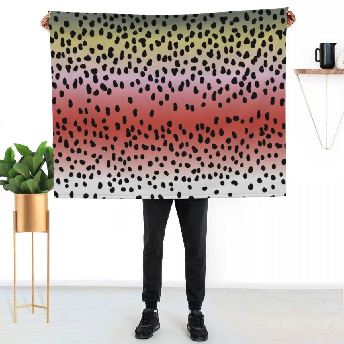 Rainbow Trout Skin Fly Fishing Throw Blanket Lightweight Cozy Blanket for Bed Sofa