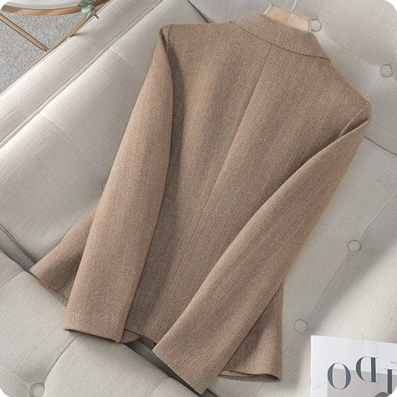Wool Blazer Women Clothing Autumn Winter Jacket New Fashion Single Button Short Woolen Suit Jacket  Female Casual Tops Outerwear