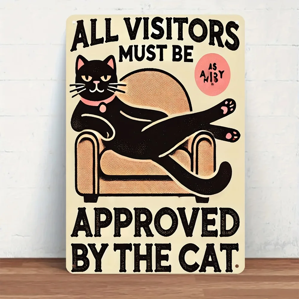 [2D Flat] Retro Iron Cat-Themed Wall Art Sign - 