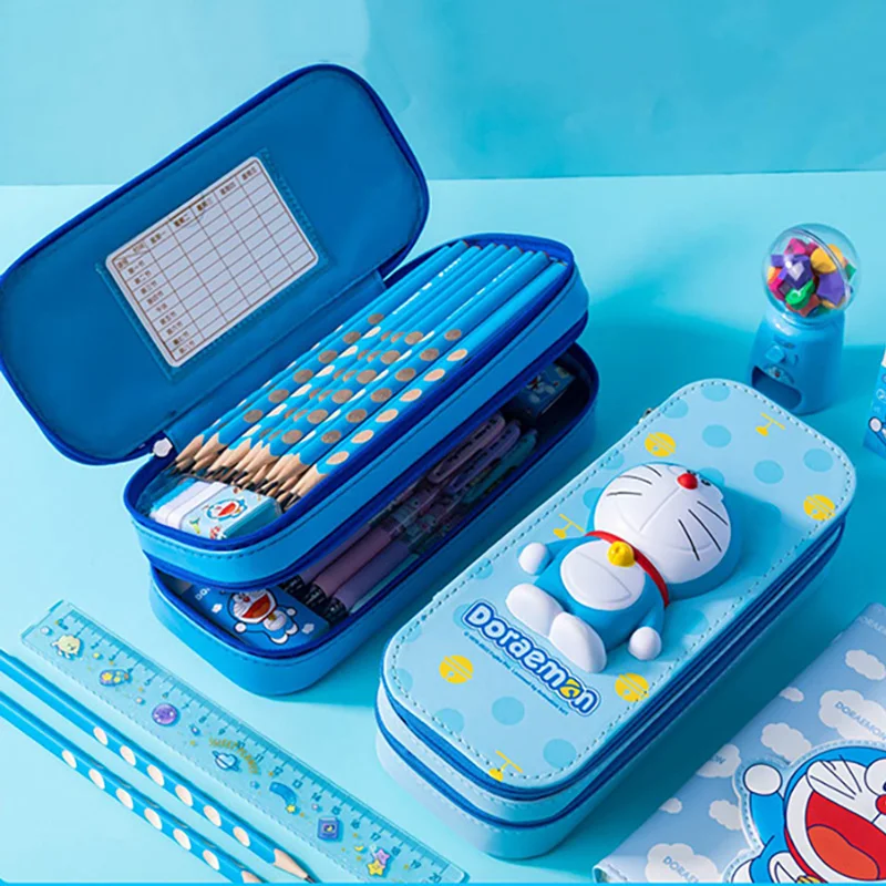 Doraemon Pu Large Capacity Pencil Case School Multifunction Pen Case Pencil Bags Pencils Pouch Students Stationery Supplies