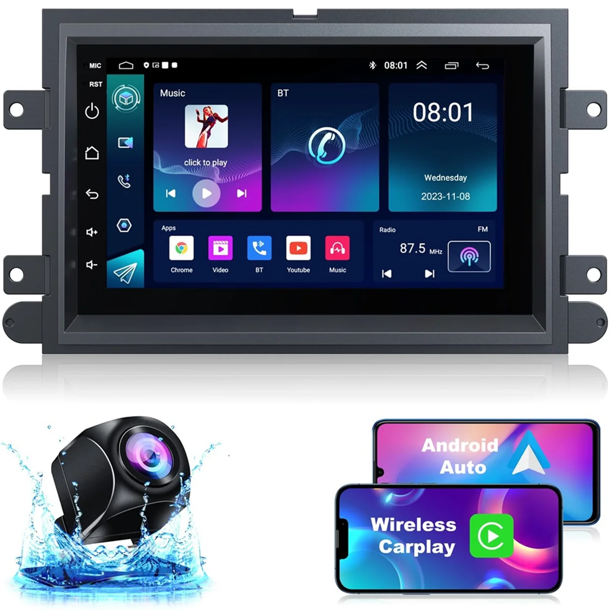 Android 13 Car Radio for Ford F150/F250/F350 2004-2014, Wireless Carplay&Android Auto 7 Inch Touchscreen 2G+32G Stereo