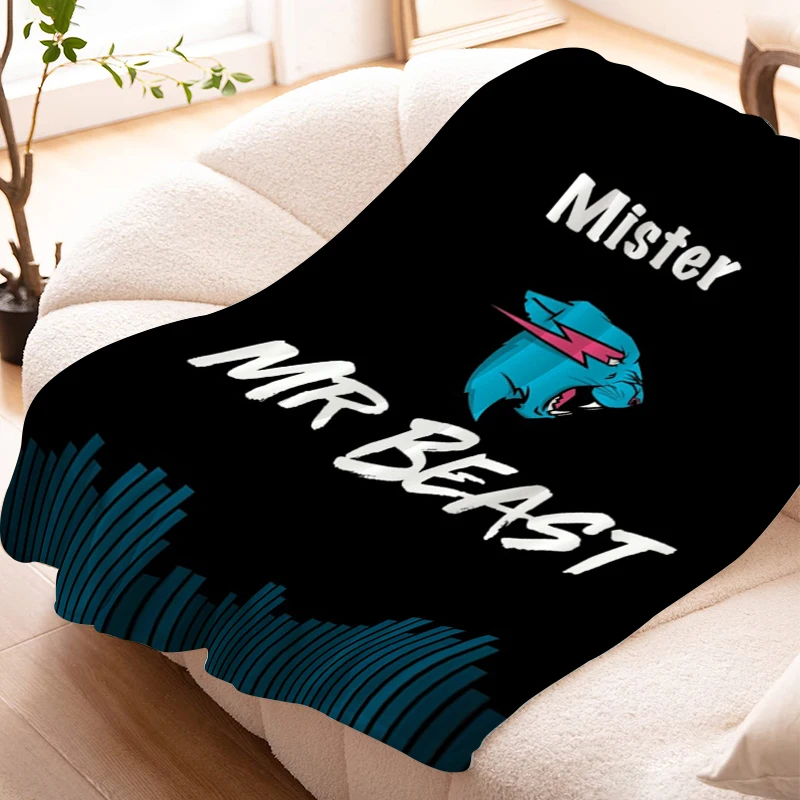 Camping Blanket Sofa Mr Beast King Size Warm Knee Bed Fleece Custom Nap Fluffy Soft Blankets for Winter Microfiber Bedding