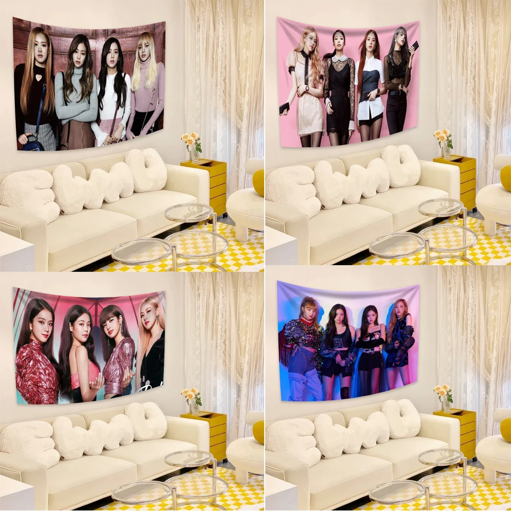 

90x150cm DDU Kpop Four Singers Chart Tapestry Home Decoration Hippie Bohemian Decoration Divination Wall Hanging Home Decor