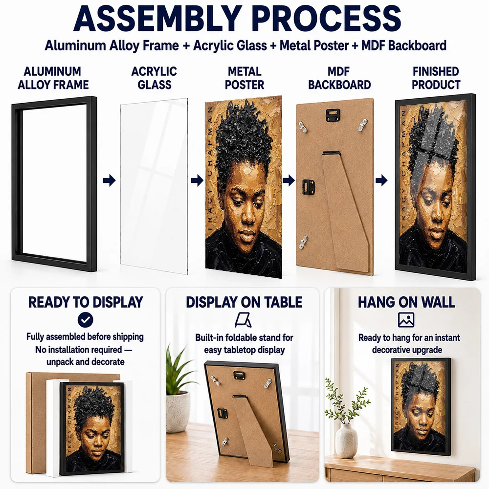 Tracy Chapman Album Cover Framed Aluminum Metal Poster Customized Songwriter Legacy Wall Art Perfect Within Room As Fan Gift
