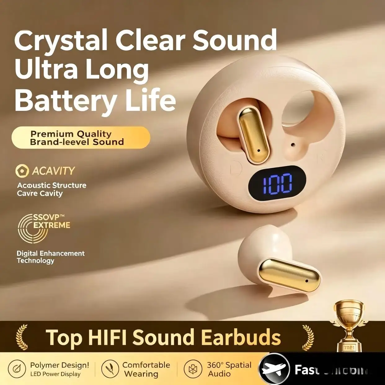X19 Mini In-ear Bluetooth Headphones, Bluetooth 5.3 Low Latency Wireless Earphones, Long Battery Life Earbuds with LED Battery I