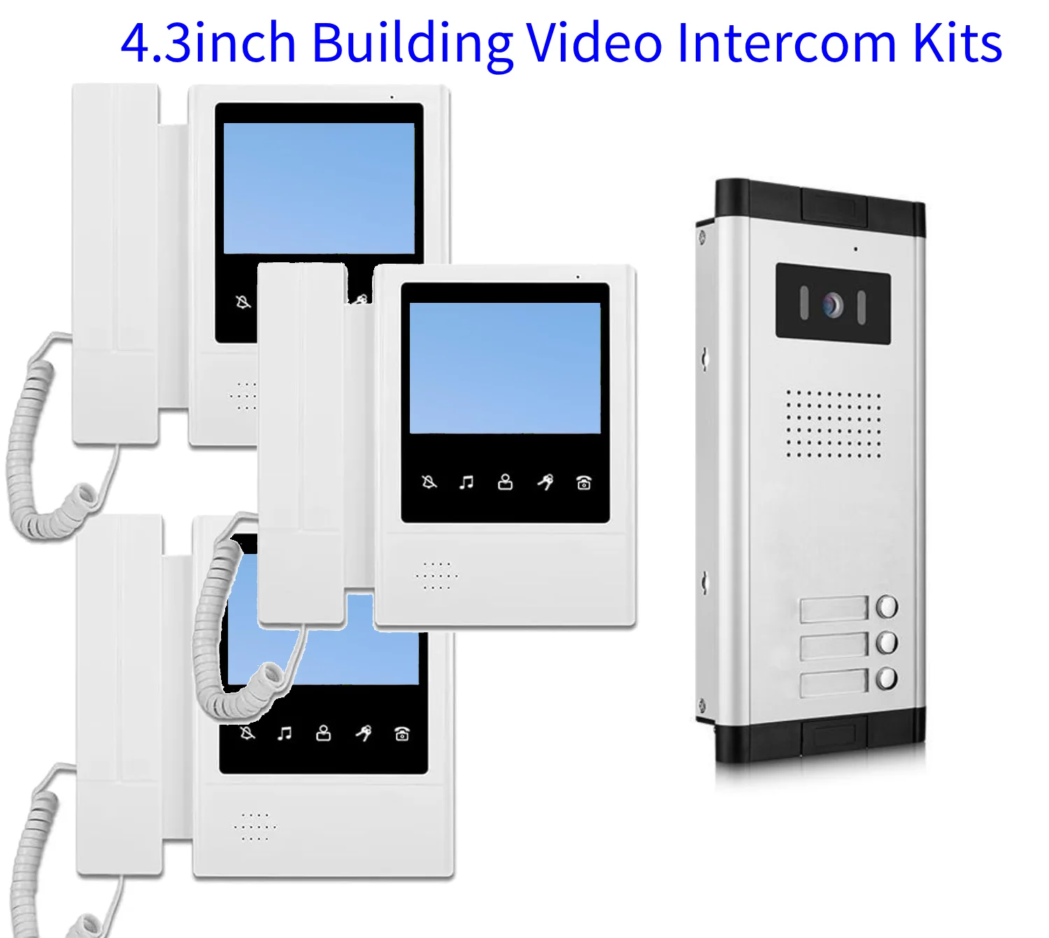 4.3 Inch Video Door Bell Intercom System with Doorbell Camera 2-12 Family Multi Units Apartment Video Door Phone Intercom