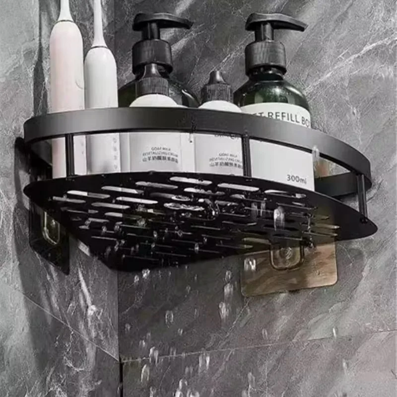 Aluminium Legierung Shampoo Rack Badezimmer Regal Make-Up Lagerung Organizer Dusche Regal Bad Zubehör Kein Bohrer Wand Ecke Regal – Detail 3
