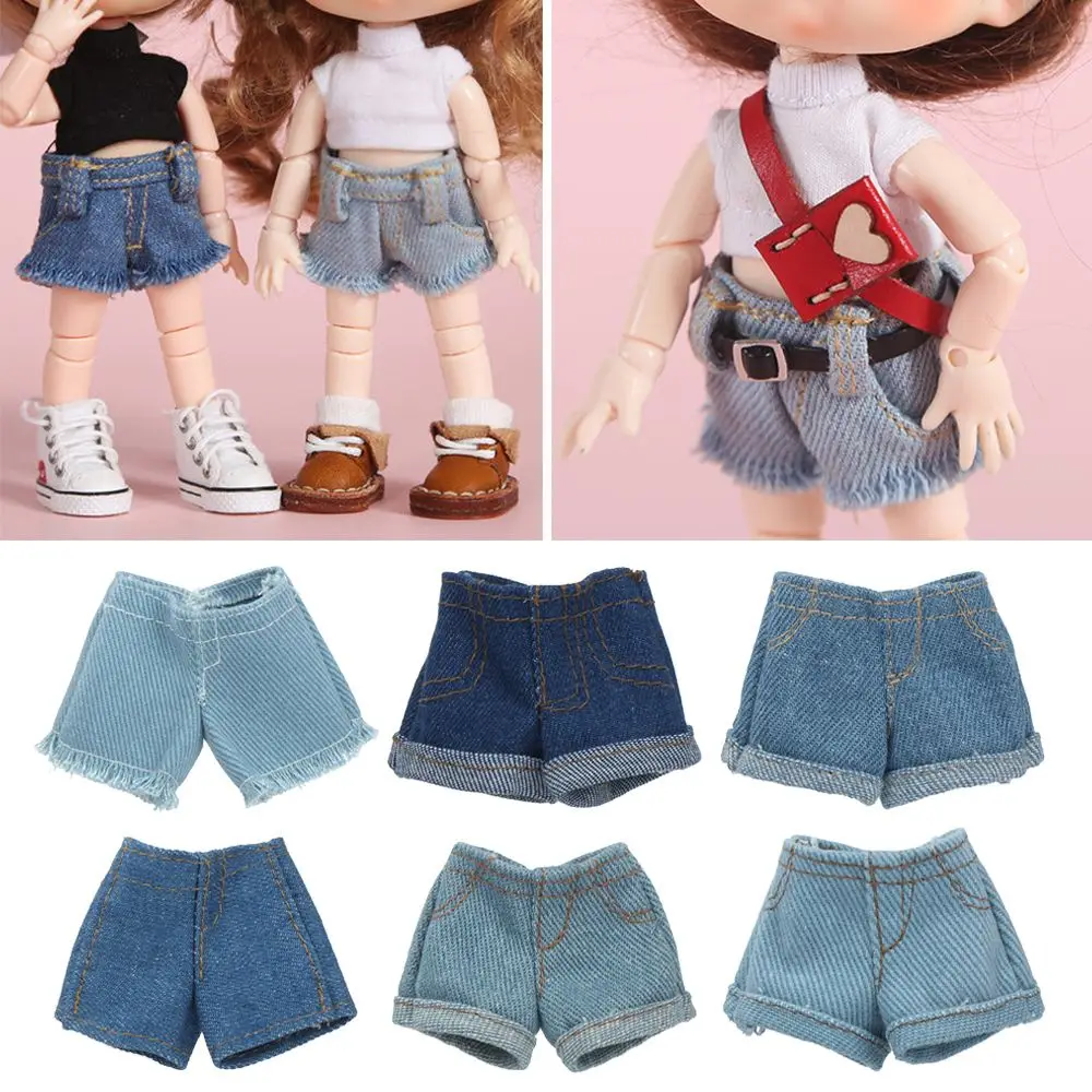 11.5 "Mode Bloemen Jeans Leren Broek Shorts Poppenkleertjes Voor Pop Broek Casual Draagt 1/6 BJD Poppen Accessoires Kinderen speelgoed
