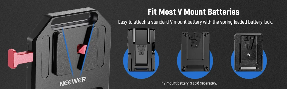 NEEWER V-Mount-Batterieplatte mit zwei 15-mm-Stabklemmen, passend für Kamera-Rig-Käfig mit 15-mm-Schienenstangen-Stützsystem für SmallRig – Detail 6