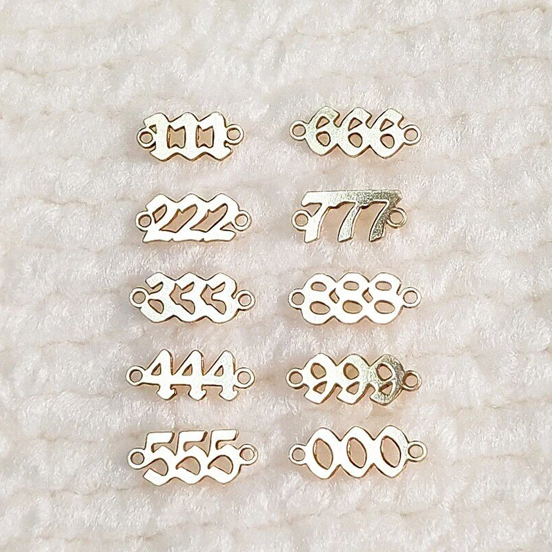 Angel Number Connector 14K Gold Filled Connector 2/Hole 24ga (0-9) 0.5mm Thick 10 Numbers Digital Charms Wholesale Jewelry