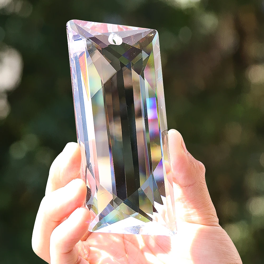 

120MM Heavy Square ParallelogrGlass Art Crystal Prism Faceted Chandeliers Suncatcher for Windows Decor Wedding Pillar Lamp