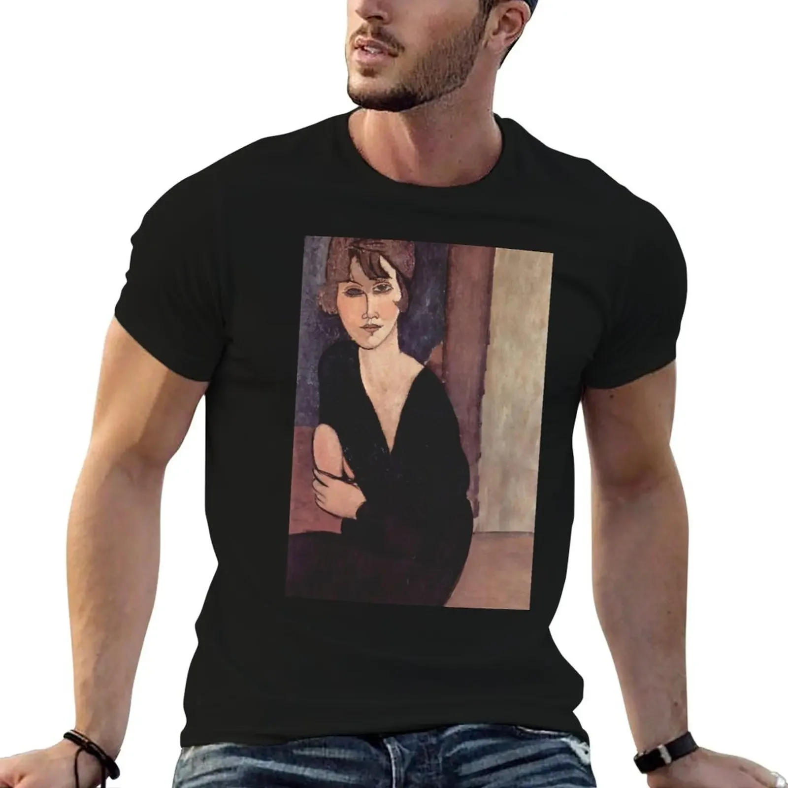 

Vintage Portrait painting by Amedeo Modigliani (Italian, Livorno 1884–1920 Paris) T-Shirt blacks aesthetic clothes men clothing