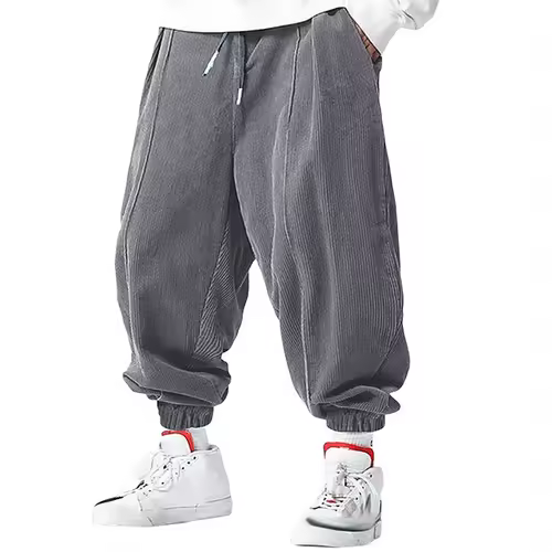 Fall Men's Casual Loose Drawstring Pants - Fashion High-End Hip-Hop Style Premium Corduroy - Trendy Cuffed Pants - Image 4