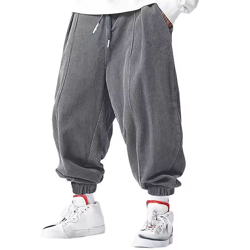 Fall Men's Casual Loose Drawstring Pants - Fashion High-End Hip-Hop Style Premium Corduroy - Trendy Cuffed Pants - Image 4
