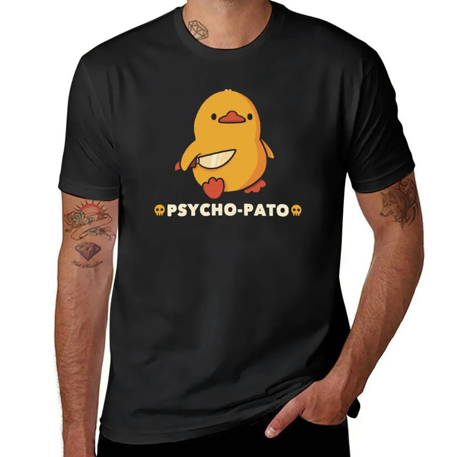 T-shirt engraçada do pato do psico-pato do engraçado para homens, tops bonitos, marrom por Tobe Fonseca, tamanho grande, camisas do exercício, novo