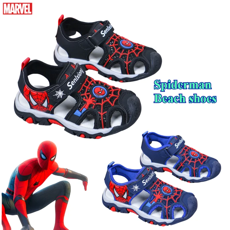 

Marvel The Avengers Spiderman Peripheral Movies Creative Cartoon Summer Baotou Breathable Soft-soled Velcro Beach Sandals Gift