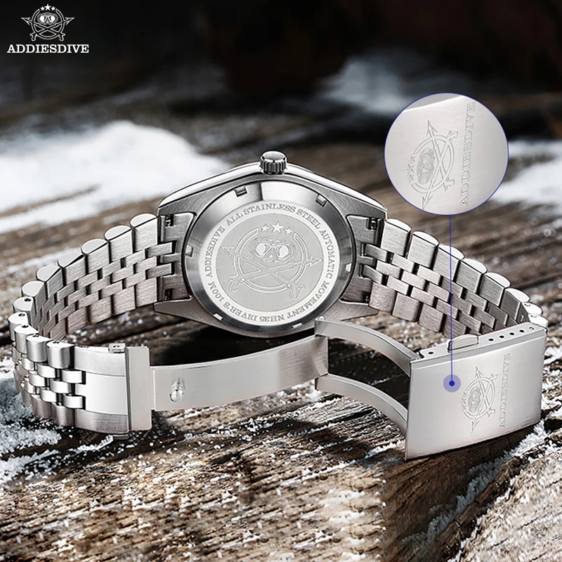 Adpeso jam tangan pasangan mewah NH35, arloji Stainless Steel 39mm otomatis mekanis tahan air