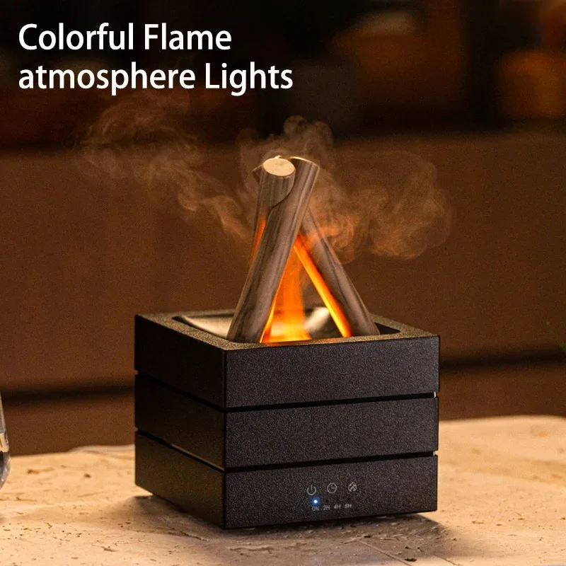 

280ml Flame Aroma Diffuser USB Air Humidifier Colorful Atmosphere Light and Remote Control Bonfire Essential Oil Aroma Diffuser