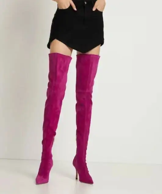 

Suede High Heels Over The Knee Boots Autumn Winter Sexy Female Thigh High Boots High-top Sock Boots