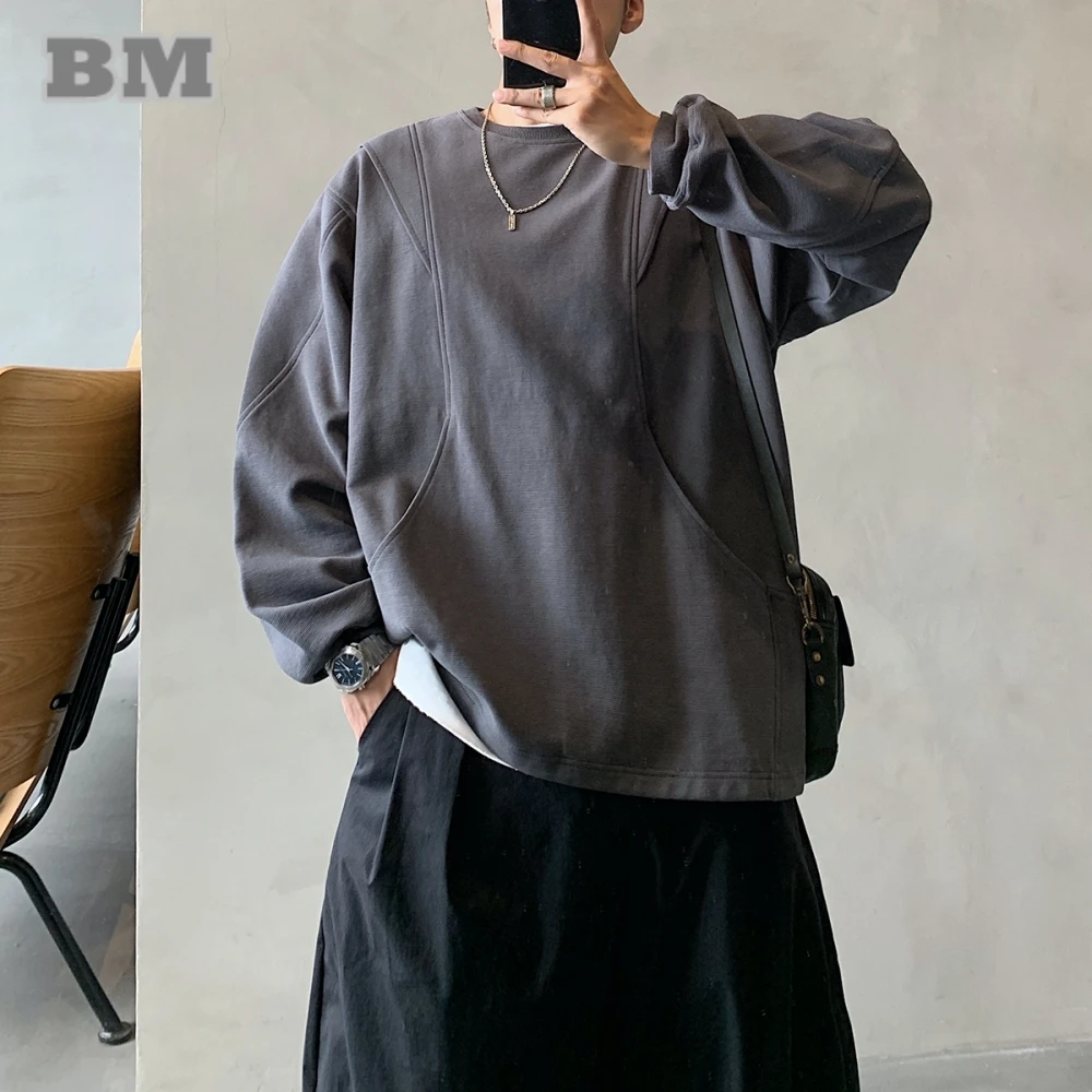 

Корейская уличная одежда в стиле хип-хоп, тяжелый свитшот, мужской свободный крой, повседневный пуловер с длинными рукавами, высокое качество, большие размеры, весна-осень