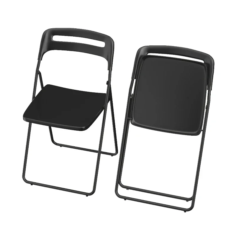 

Folding chair Household wrought iron dining chair Portable event Conference training staff backrest Computer chair Simple ins