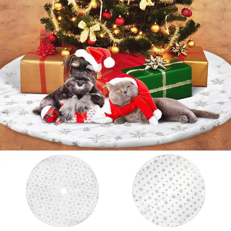 

78cm Christmas Tree Skirt Faux Fur Carpet Snowflake White Plush Mat For Home Xmas Tree New Year Decor Noel Apron Ornament