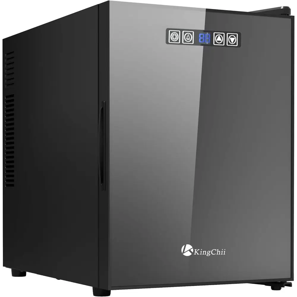 Elegante Enfriador de Vino Independiente con Puerta de Vidrio, Estantes Ajustables, Pantalla Digital de Temperatura - Ideal para Vino Tinto, Blanco y Champán